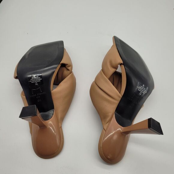 MARC FISHER Womens Dellian Stiletto Slip On Leather Heeled Sandal sz 8 tan brown - Picture 8 of 9